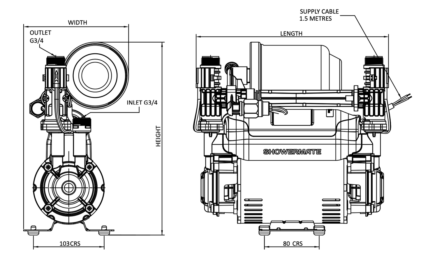 Stuart Turner Showermate Universal 2.0 Bar Universal Negative Twin Pump 47376