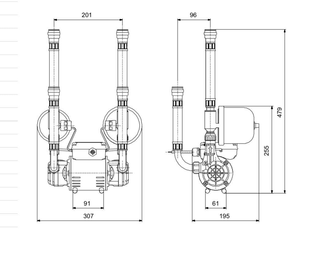 Grundfos STR2 1.5 CN Twin Negative Shower Pump