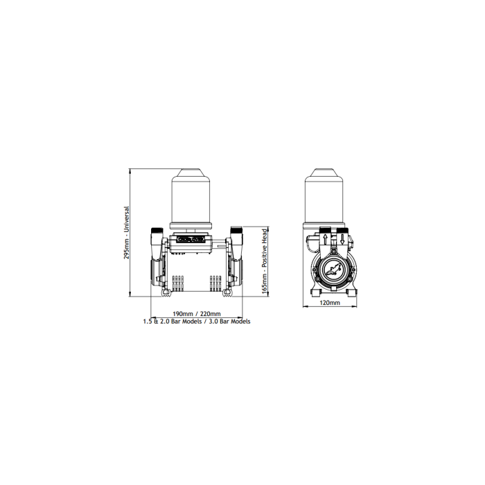Salamander CT FORCE 30TU 3 bar Twin Universal Shower Pump