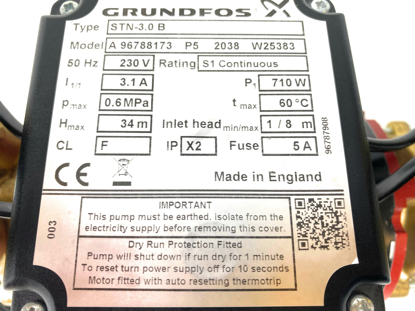 Grundfos STN 3.0 Twin Negative Shower Pump