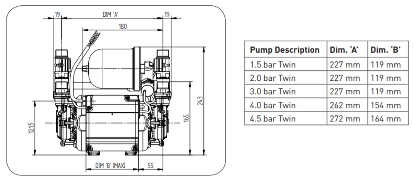 Stuart Turner Monsoon 2 Bar Twin Universal Negative Pump (black) 46480