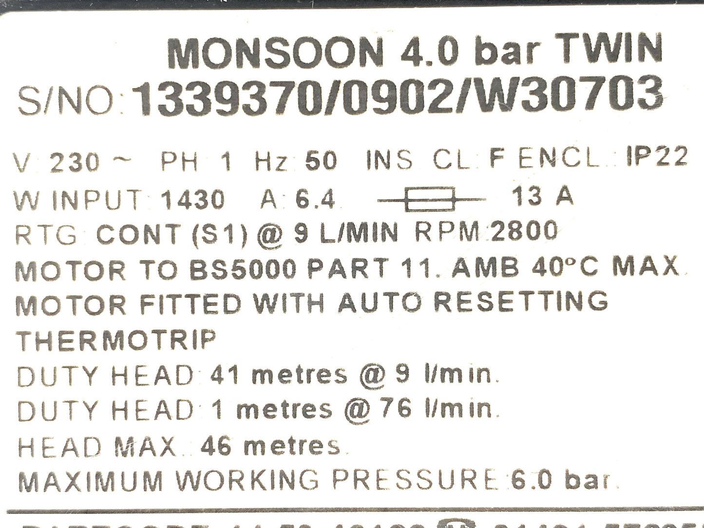 Stuart Turner Monsoon 4 bar positive pump (green)