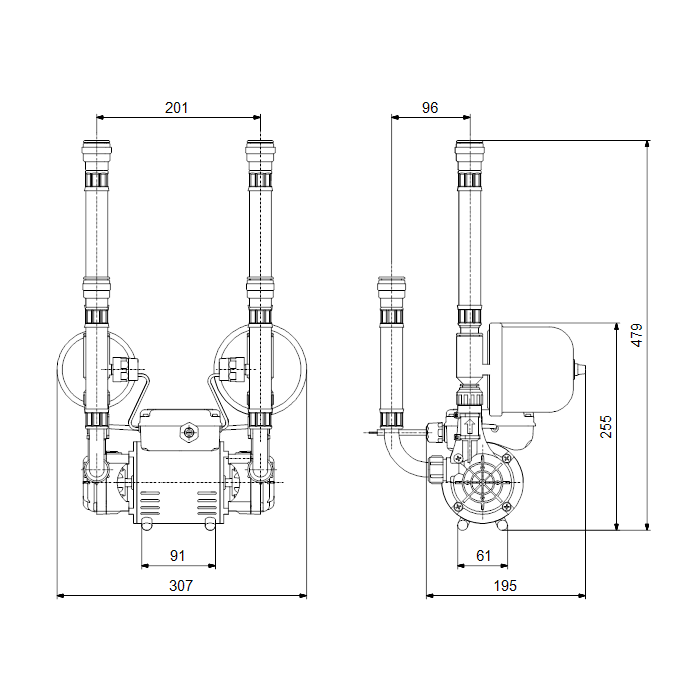 Grundfos STR2 2.0 CN Twin Negative Shower Pump