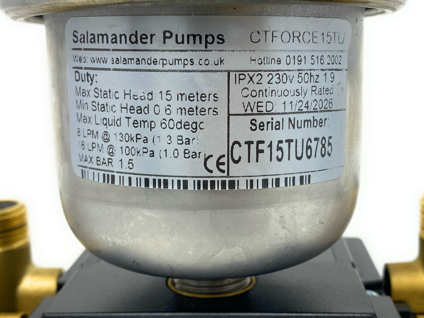 Salamander CT FORCE 15TU 1.5 bar Twin Universal Shower Pump